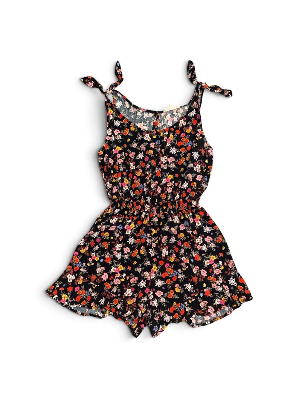 Kingston Grey Large Black Floral Tie-Shoulder Romper